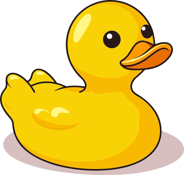 Yellow rubber duck children toy isolated on background Vector Illustration