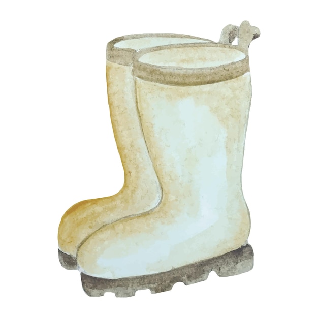 Yellow rubber gardening boots on a white background gardening shoes autumn waterproof shoes water