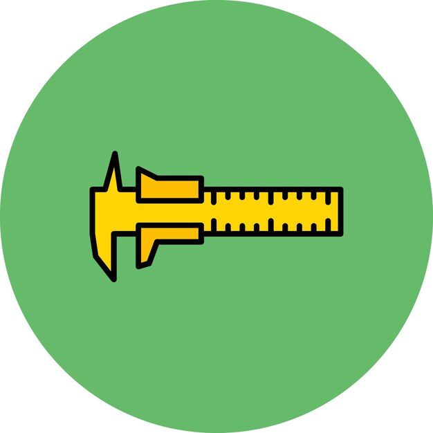 a yellow ruler with a green background with a green circle on it