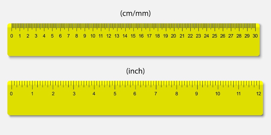 Premium Vector Yellow Rulers Marked In Centimeters And Inches