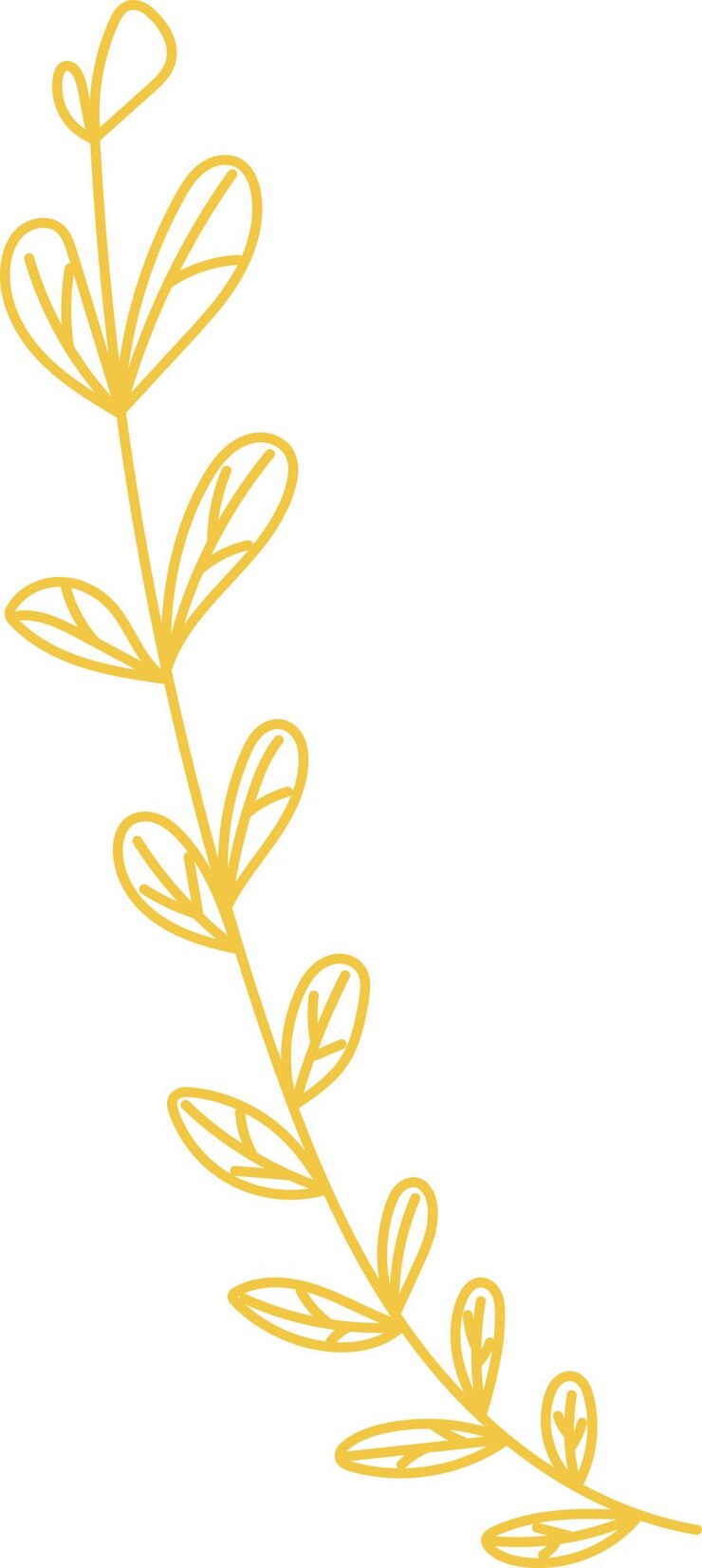 Yellow Rustic Organic Leaves Botanical Illustration Plant Art
