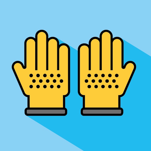 Yellow safety gloves icon