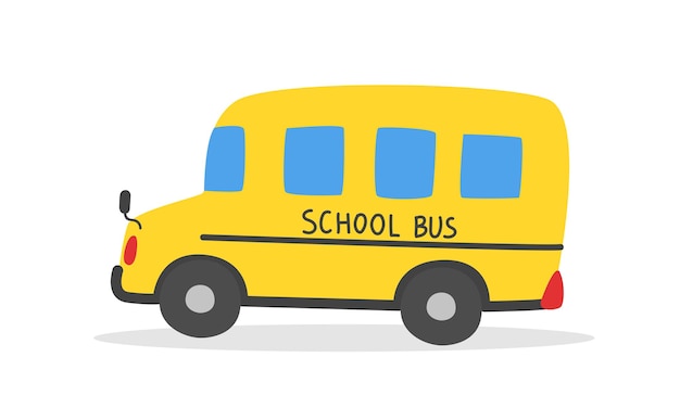 Scuolabus giallo clipart piatto vettore illustrazione stile cartone animato gli studenti tornano al concetto di scuola