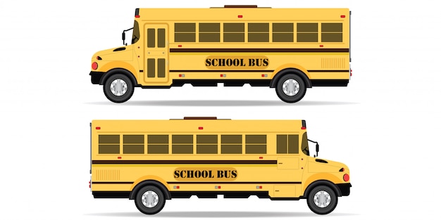 Yellow school bus icon isolated on white background.