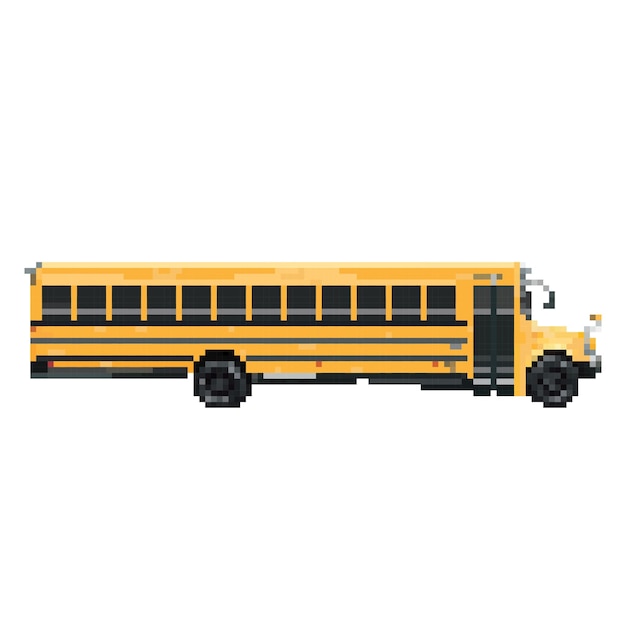벡터 픽셀 스타일 vectorx9의 노란색 스쿨 버스