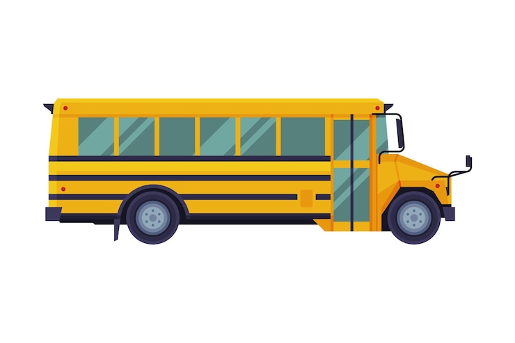Vector yellow school bus side view back to school concept students transportation vehicle flat vector illustration
