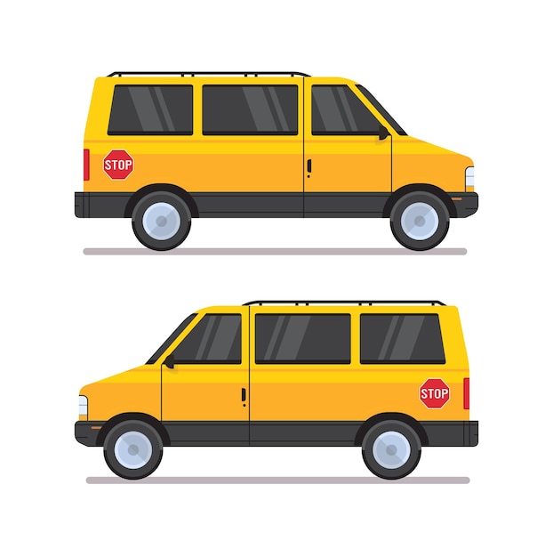 노란색 학교 버스 운송 및 학교 학생들에게 다시 어린이 수송 개념 수평.