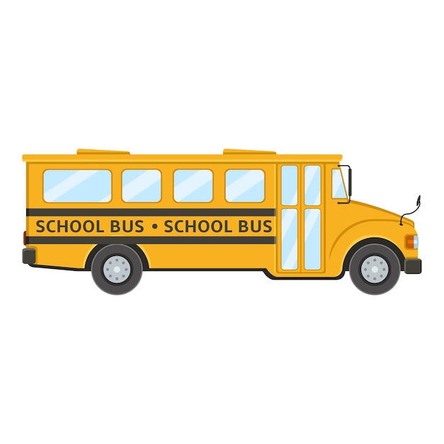 Vector yellow school bus vector flat color illustration