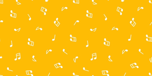 Yellow seamless banner with white musical notes