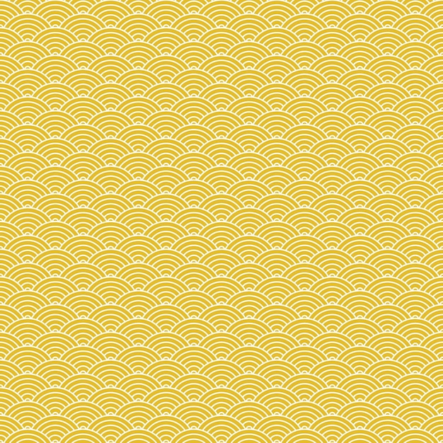 Vector yellow seamless geometric japanese waves pattern seigaihamon