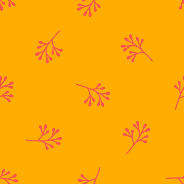 Yellow seamless pattern with orange flower leaves