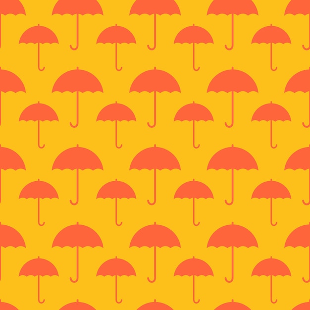 Vector yellow seamless pattern with orange umbrella