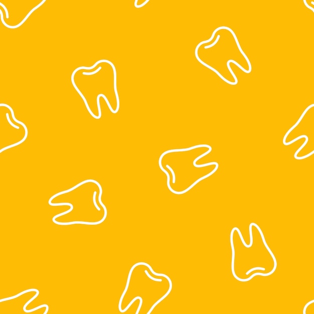 Yellow seamless pattern with outline teeth