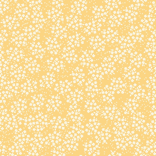 Yellow seamless pattern with white flowers