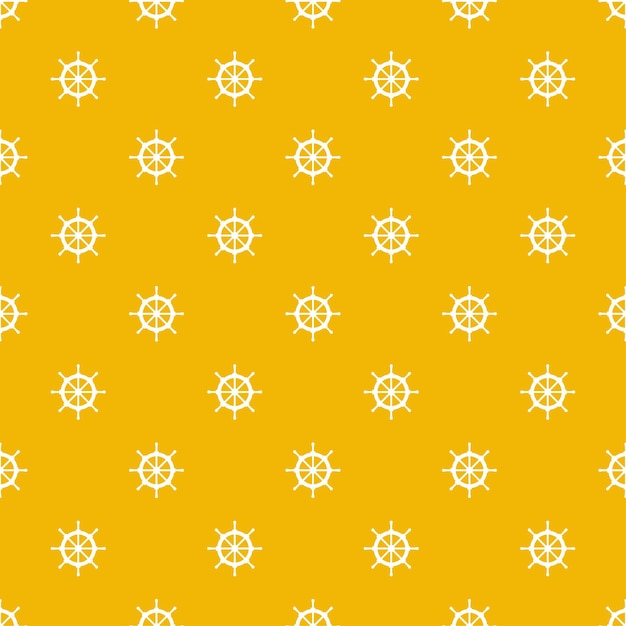 Yellow seamless pattern with white ship wheel