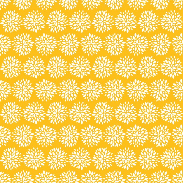 Vector yellow seamless pattern with white small petals