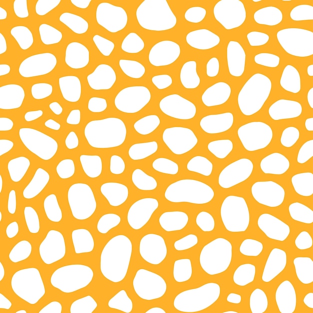 Yellow seamless pattern with white spots or sea pebbles