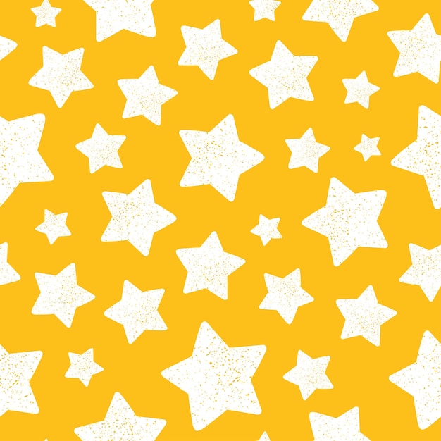 Yellow seamless pattern with white stars.