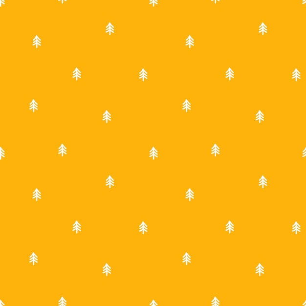 Yellow seamless pattern with white tiny tree