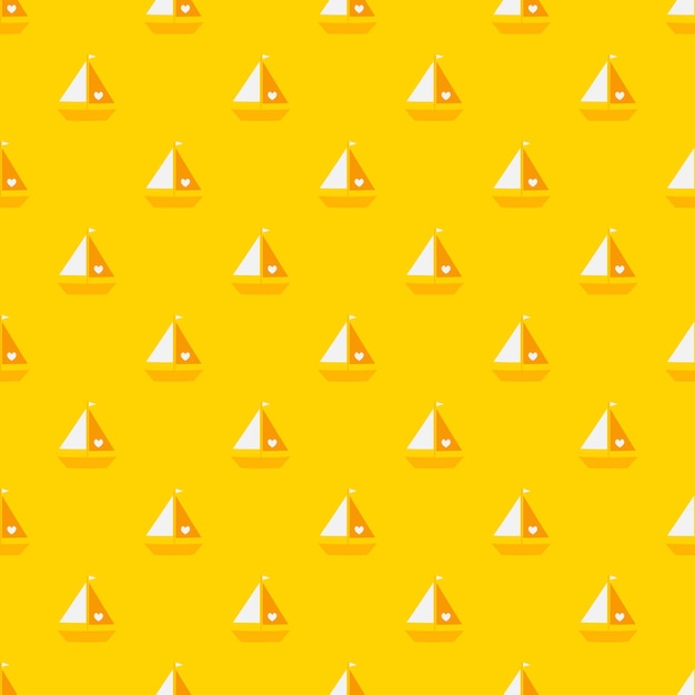 Yellow seamless pattern with yellow and orange boat