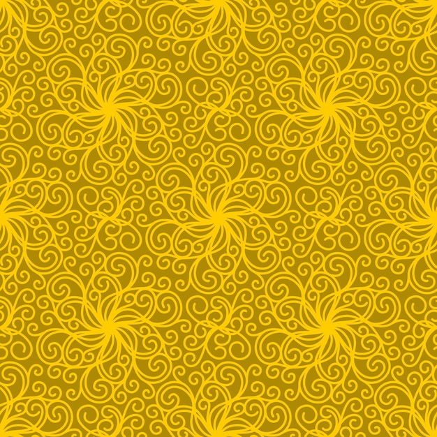 YELLOW SEAMLESS VECTOR BACKGROUND WITH SPIRAL CURLS