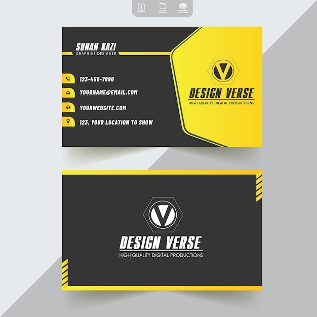 Yellow shaped creative modern business card