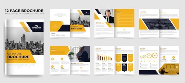 yellow shapes minimal company profile brochure design or corporate business brochure template
