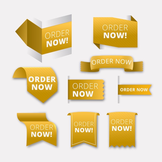 Yellow shapes stickers of order now promotion