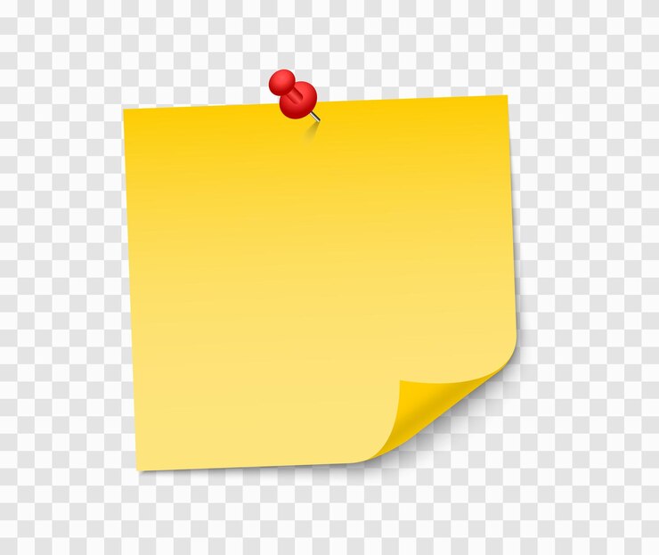 Vector yellow sheet of note paper with red push pin