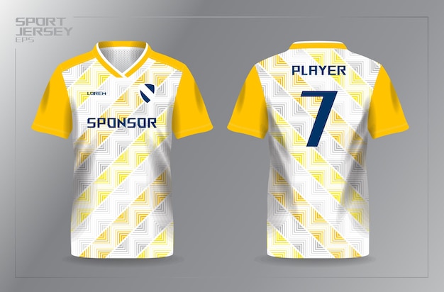 Yellow shirt sport jersey template mockup for soccer and football