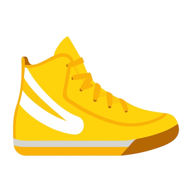 a yellow shoe with a white stripe and the yellow sole
