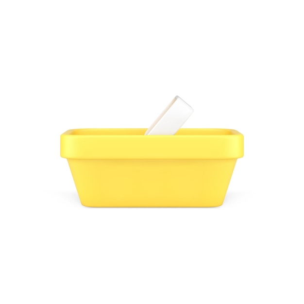 Yellow shopping basket grocery purchasing carrying realistic d icon vector illustration