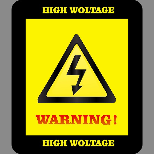 A yellow sign that says high voltage on it