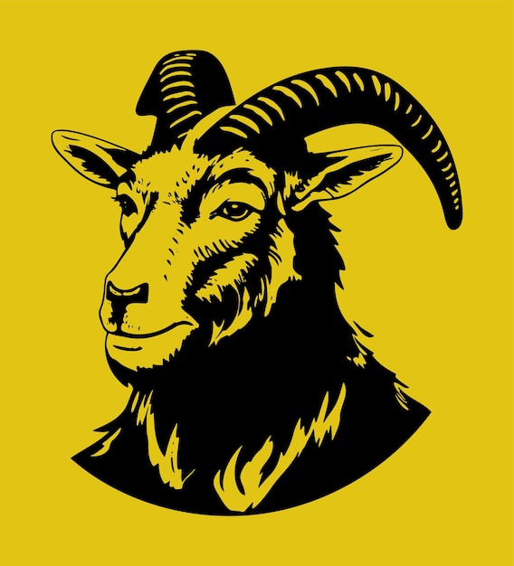 A yellow sign with a goat on it