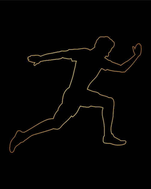 a yellow silhouette of a man with his hand in the air