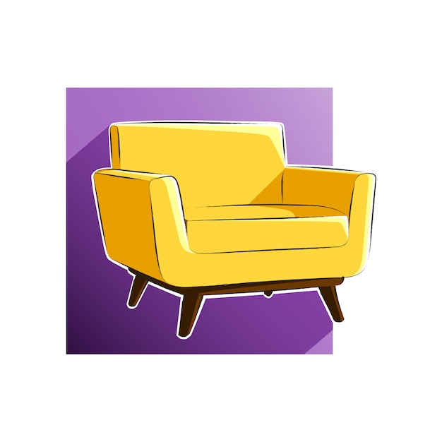 Yellow Single Sofa Illustration Vector