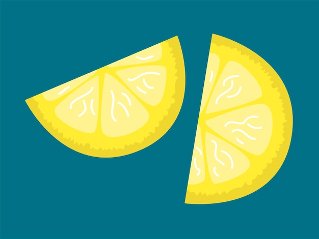 Vector yellow slice of lemon on a blue background