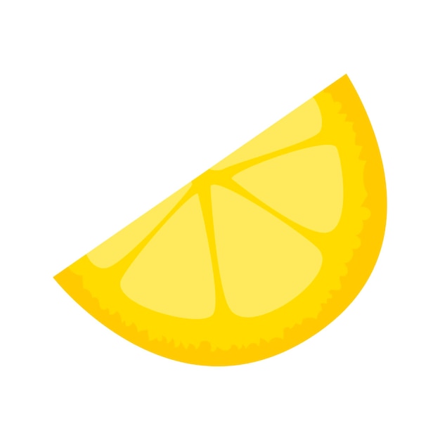 Yellow slice of lemon Citrus fruit food Recipe ingredient Vector illustration on white background