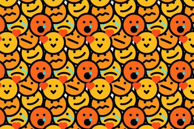 Vector yellow smile emoticons pattern