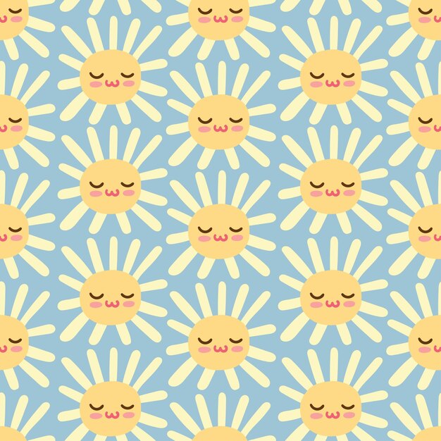 Vector yellow smile sun vector seamless pattern