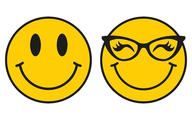 黄色のスマイリーの顔文字幸福概念図
