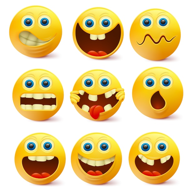 Yellow smiley faces. Emoji characters template 