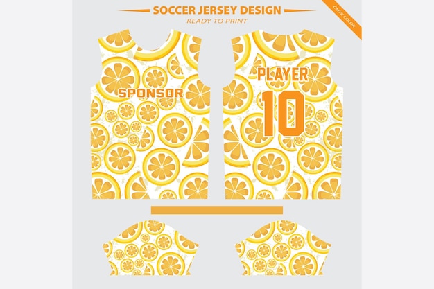A yellow soccer jersey design for sublimation print