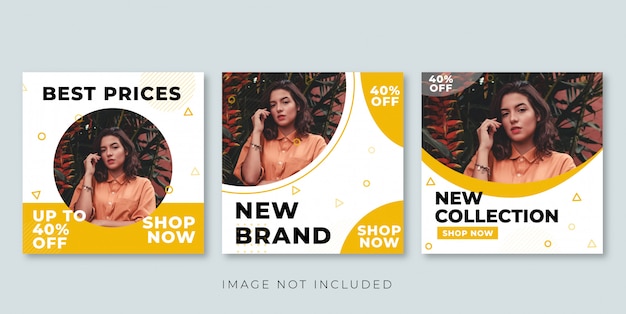 yellow social media post template collection