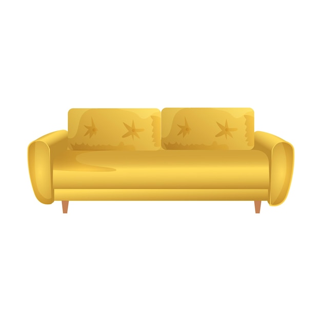 Vector yellow sofa interior design for bedroom and living room visualization