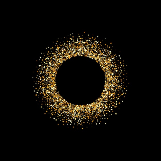 Yellow Sparkle Vector Black Background. Effect