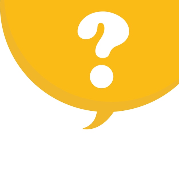 yellow speech bubble hand draw cartoon message box with question mark icon