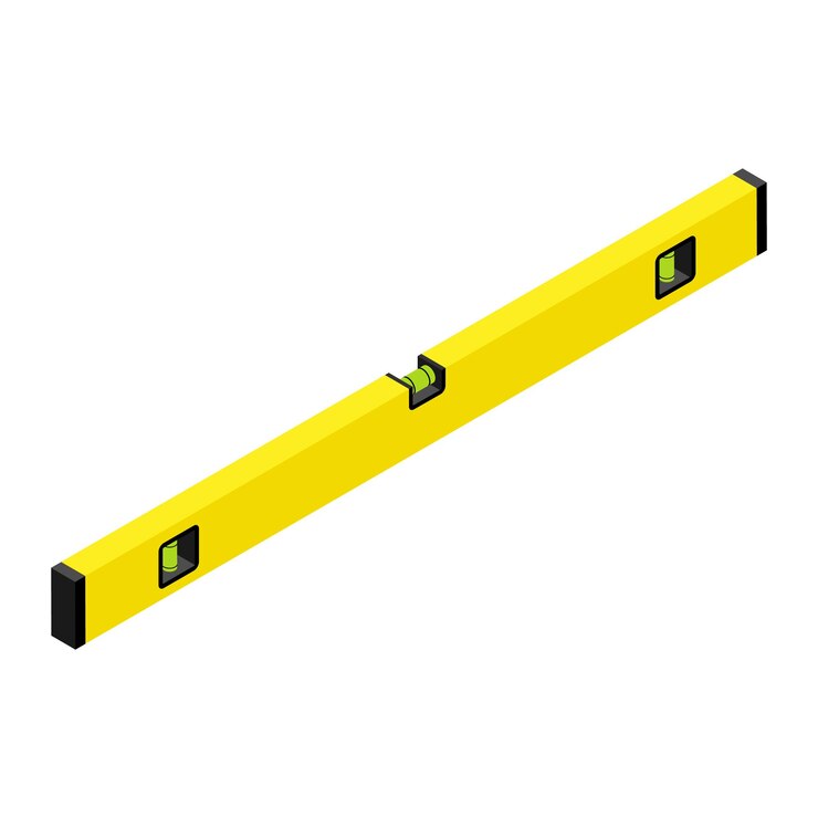 Vector yellow spirit level isolated on white background isometric view