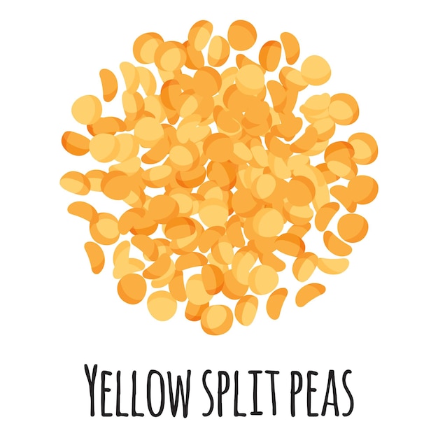 Yellow split peas for template farmer market design, label and packing. Natural energy protein organic super food.