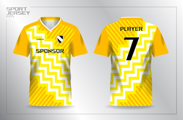 サッカーとサッカー シャツ テンプレートの黄色のスポーツ ジャージ